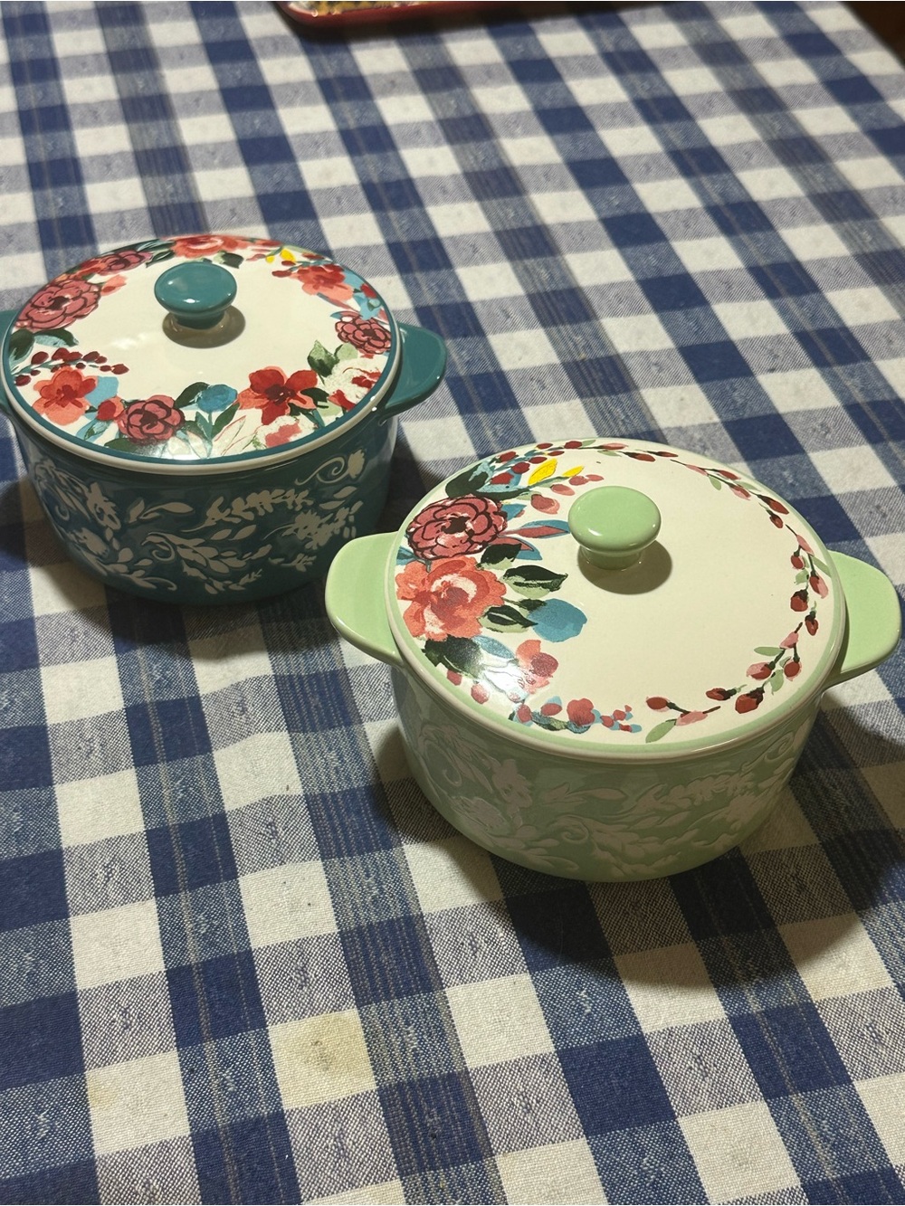 The Pioneer Woman Floral Ceramic Covered Casserole Set - Teal & Mint